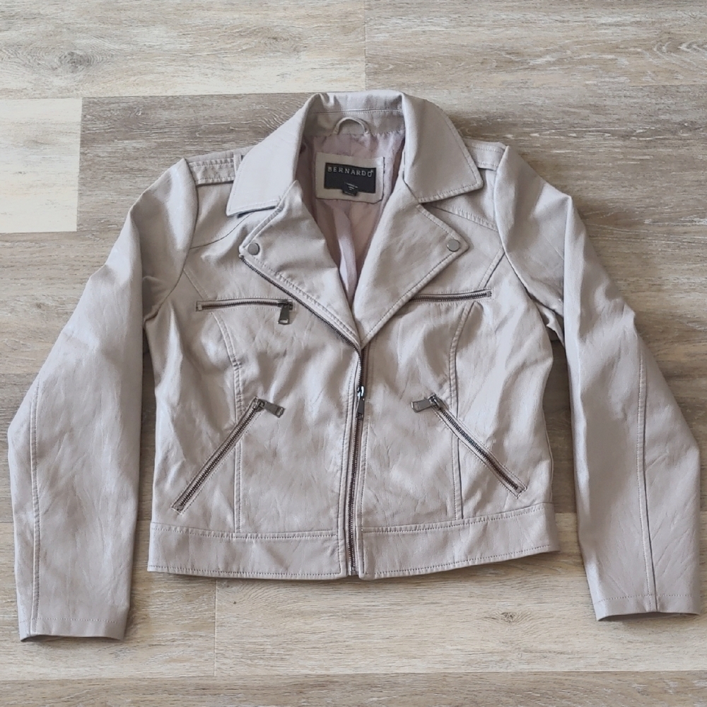 Bernardo Women's Faux Leather Moto Jacket Tan Size M